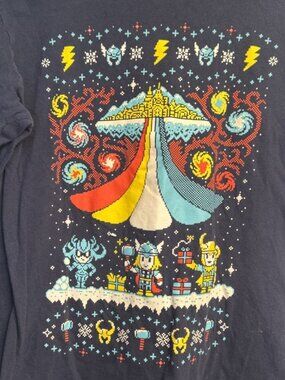 Marvel x Lootcrate Asgard Ugly Christmas T-Shirt Thor Loki Hela MEDIUM
